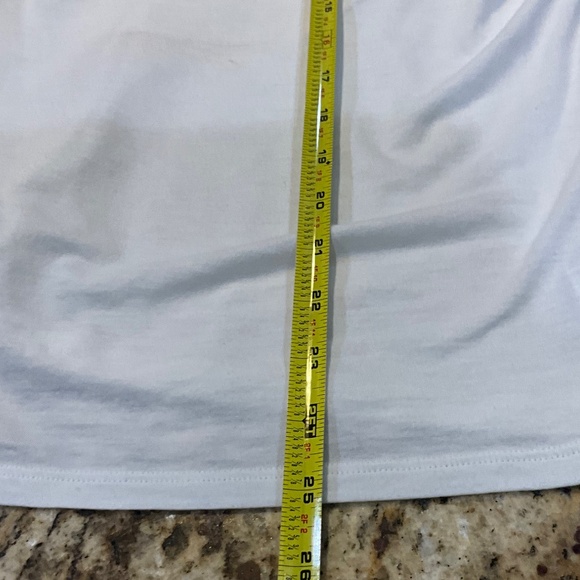 Bra Tops White Scoopneck Draped Capsleeve Top w Rhinestone Embellishments Sz M - Picture 9 of 10